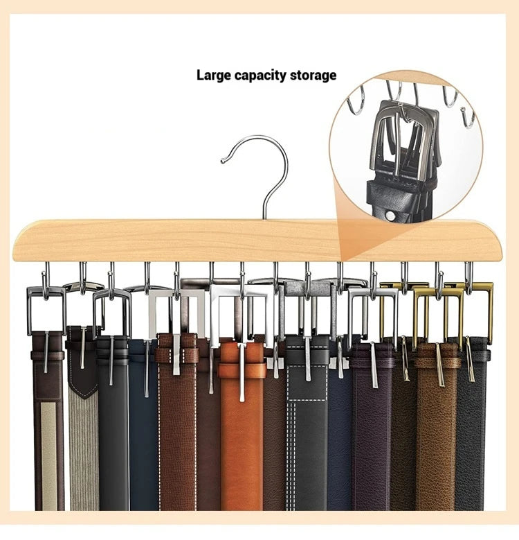 Wooden Belt Rack Storage Hangers
