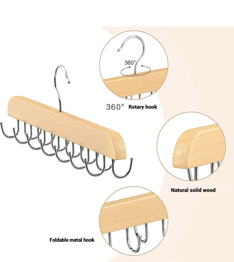 Wooden Belt Rack Storage Hangers