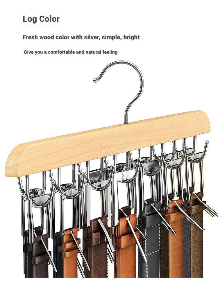 Wooden Belt Rack Storage Hangers